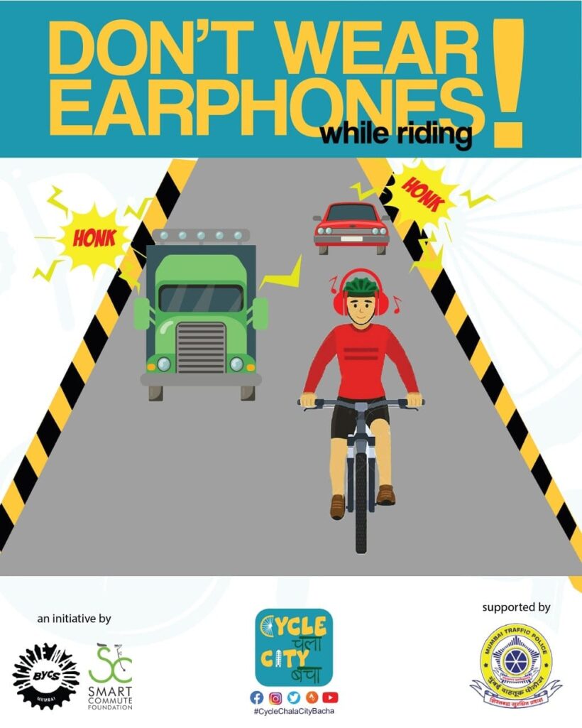 DON’T WEAR EARPHONES WHILE RIDING